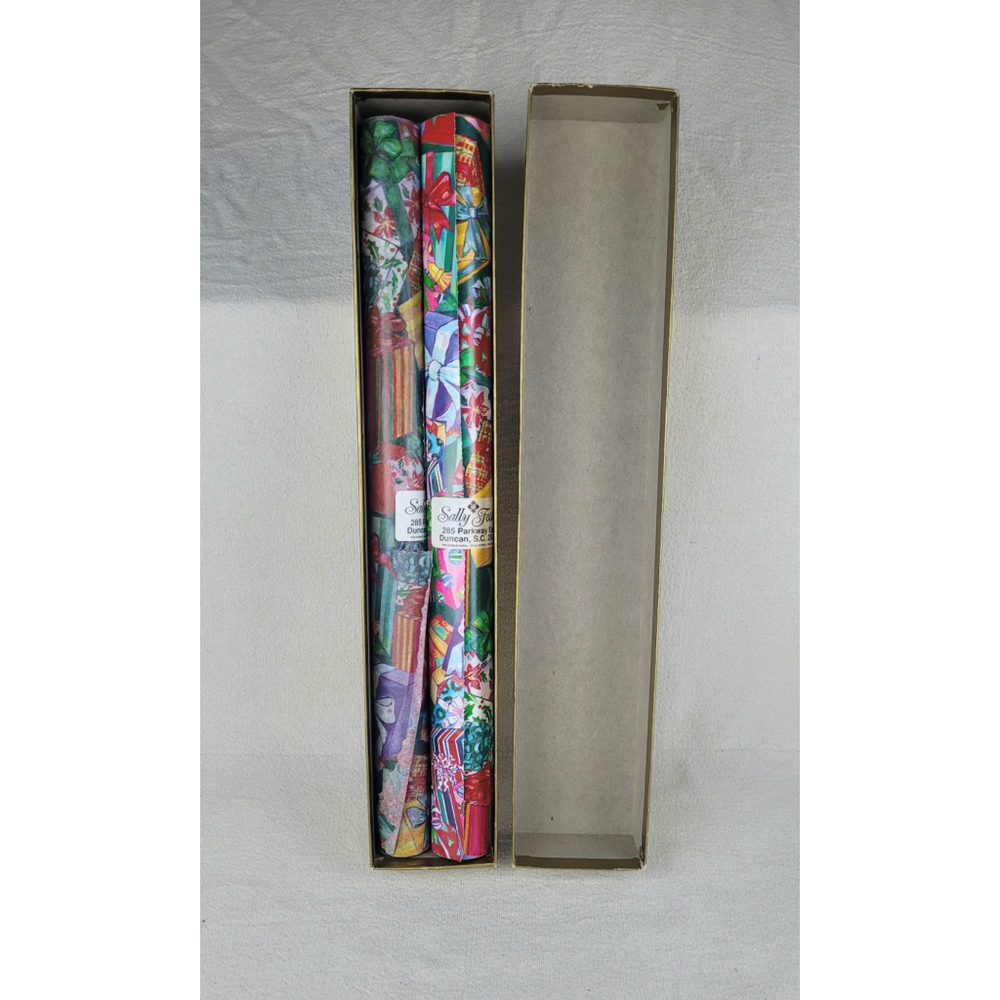Vintage Sally Foster Christmas Wrapping Paper and Tissue Paper Box Set - New